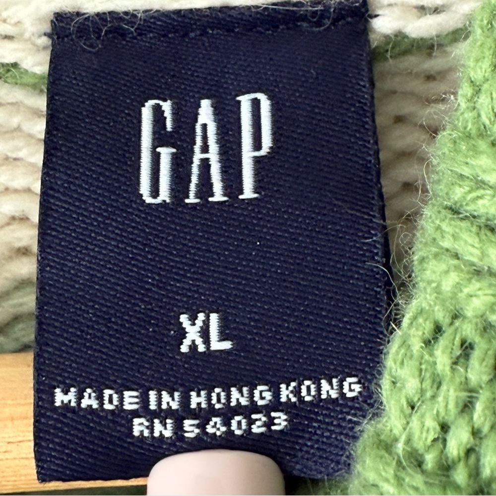 GAP 2003 Y2K Striped Turtleneck Sweater Green Multicolor Stripe Wool Blend XL - Picture 6 of 13